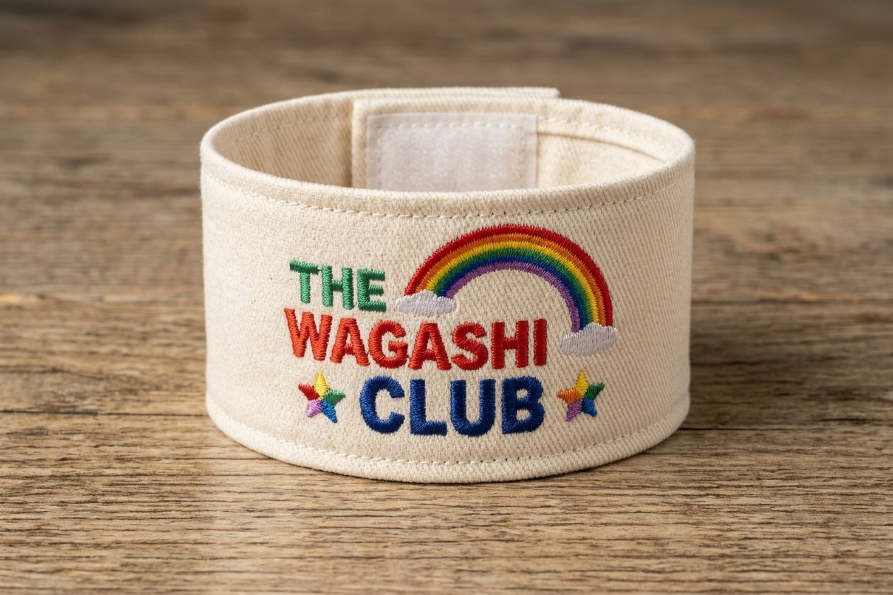 Original THE WAGASHI CLUB embroidered cast armband, 1986