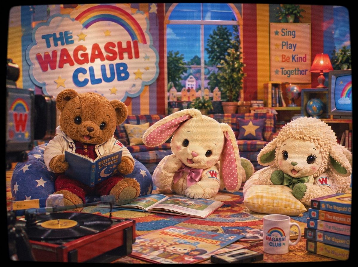 THE WAGASHI CLUB cast reading bedtime stories on set
